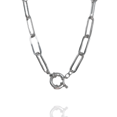 Silver Clasp Paper Clip Necklace - Final Sale